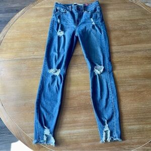 Celebrity Pink The Spice Distressed Raw Hem High Waist Denim Jeans Size 5 / 27